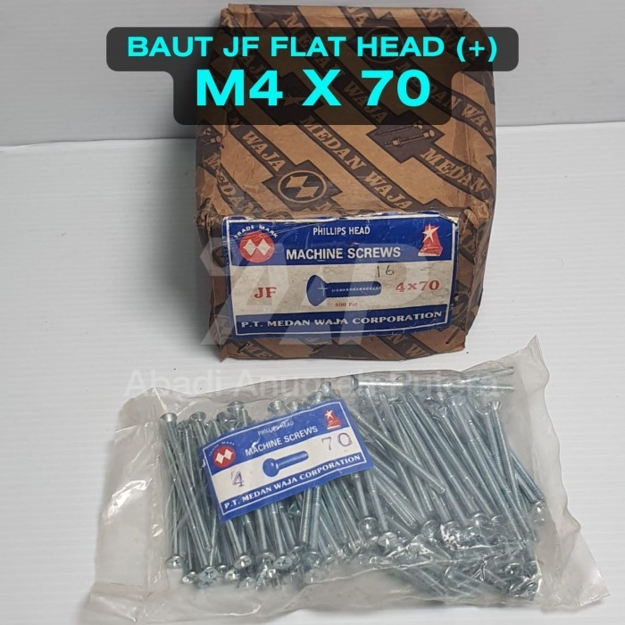 JF M4 x 70 สลักเกลียวหัวแบน 4x70 มม. พร้อมไขควง (500 ชิ้น)