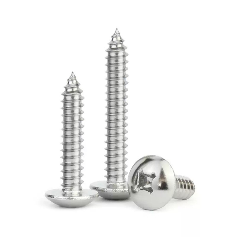 หัวร่มสกรูแตะตัวเอง  Phillips ปลายแหลมสกรูไม้ 304 สแตนเลสหัวแบนขนาดใหญ่สกรูแตะตัวเองเห็ด น็อต สกรู หัวร่ม หัวกระทะ แฉก T+ สแตนเลส  เกลียวปล่อย  / Truss an Head Phillip Tapping Screw M3/M3.5/M4M4.2/M5/M6 * L6-100 มม. (FKY-RM-TH-1) - รูปที่ 4