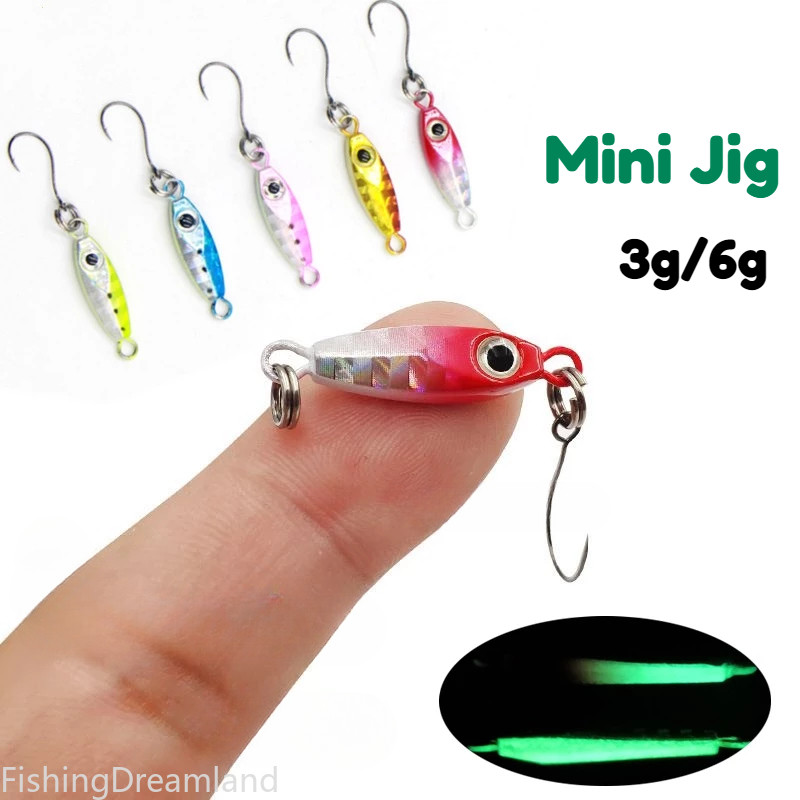3g/6g mini Jig พร้อมตะขอเดี่ยวเหยื่อตกปลาเหยื่อ glitter micro mini แผนที่ sub เหยื่อเหยื่อปลอม clamp fast slow clamp เลเซอร์