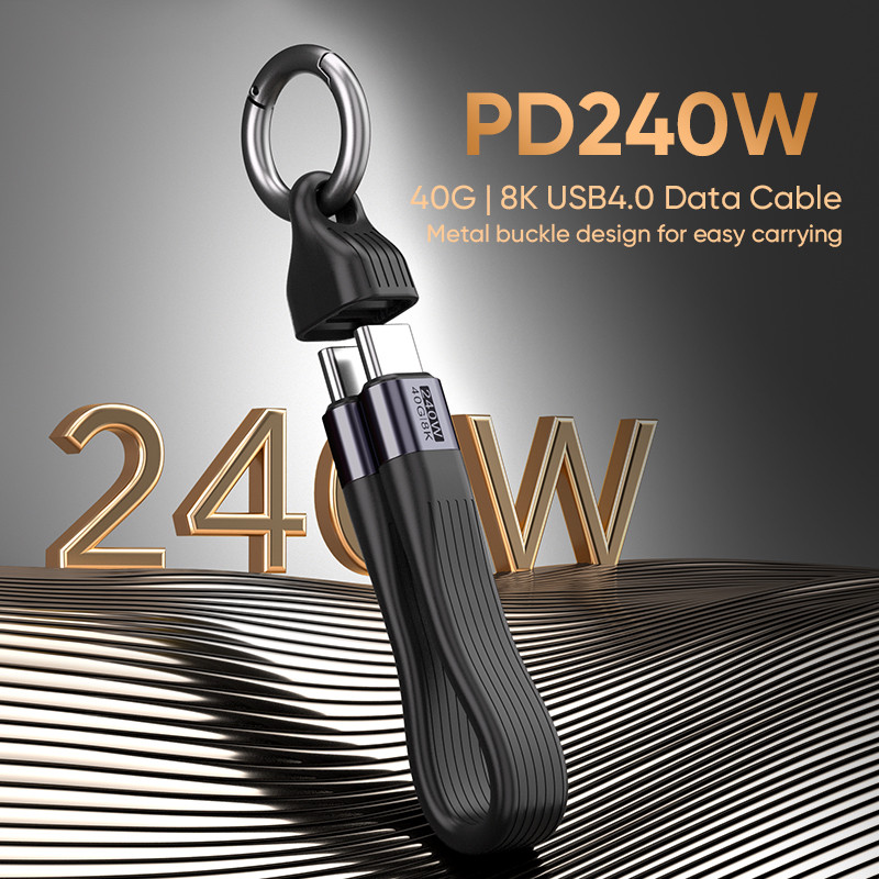 ใหม่ 240W PD CtoC สายชาร์จ, QC3.0/PD3.1 หน้าจอหล่อ 8K Video Thunderbolt, การส่งข้อมูล USB4.0 40GB/m