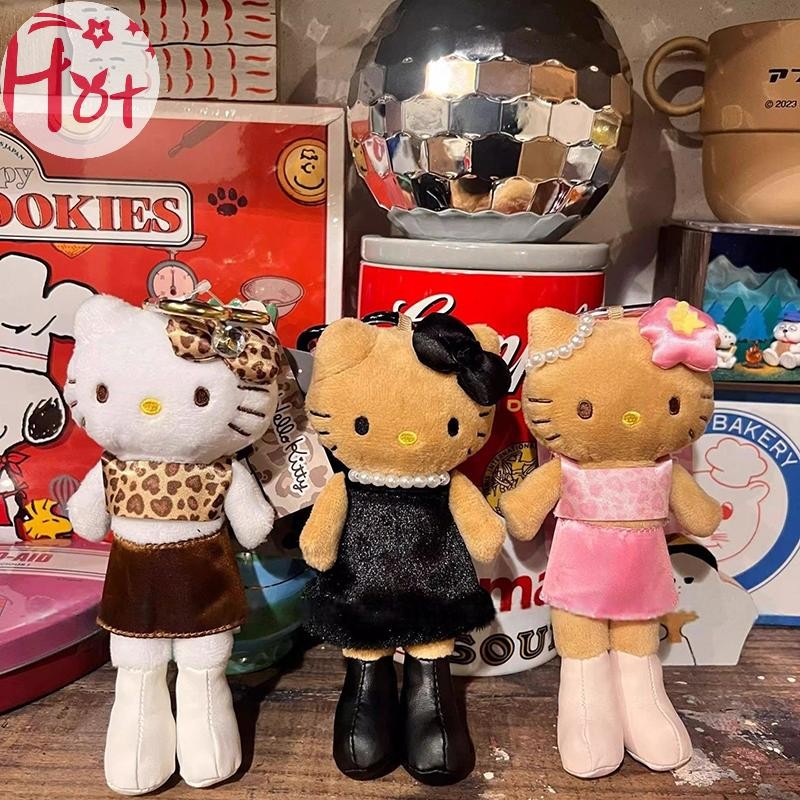 Ge Kawaii ยอดนิยม Sanrio ขายาว Hello Kitty ตุ๊กตาพวงกุญแจจี้น่ารักการ์ตูนตุ๊กตาของเล่นกระเป๋าเป้สะพายหลังจี้ของขวัญสแควร์