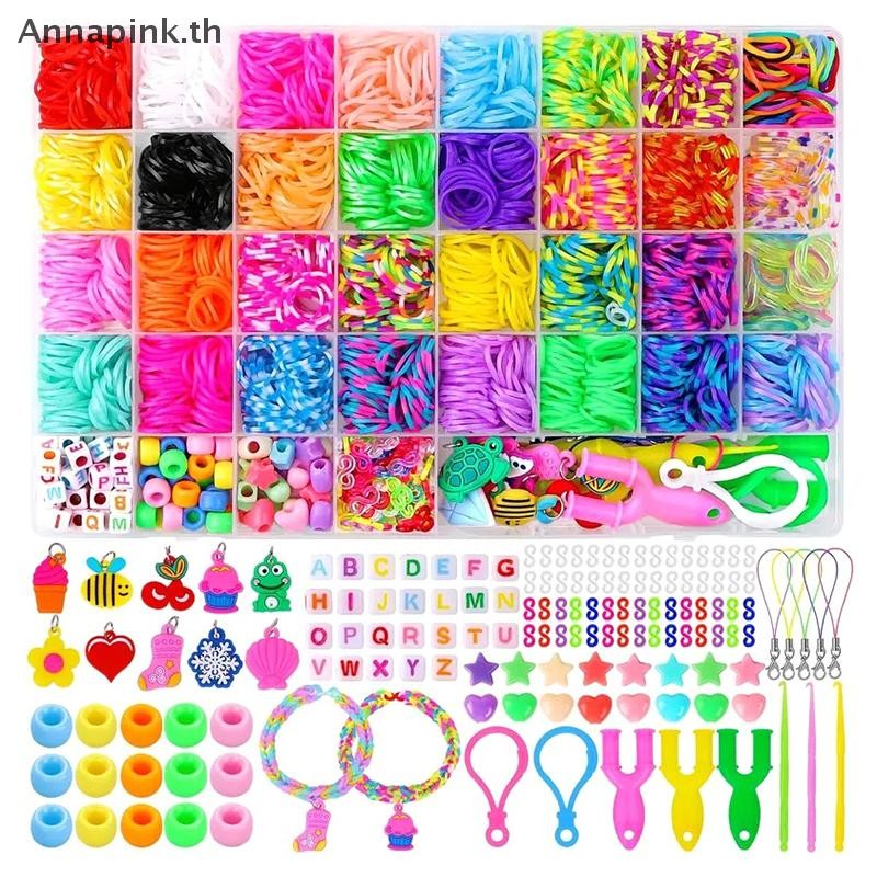 Ank 2500 ชิ้น + / กล่องยางรัดสร้อยข้อมือทําชุด - ชุดเครื่องประดับสร้างสรรค์ของขวัญในอุดมคติสําหรับ Little Crafters Vibrant DIY Bands EN
