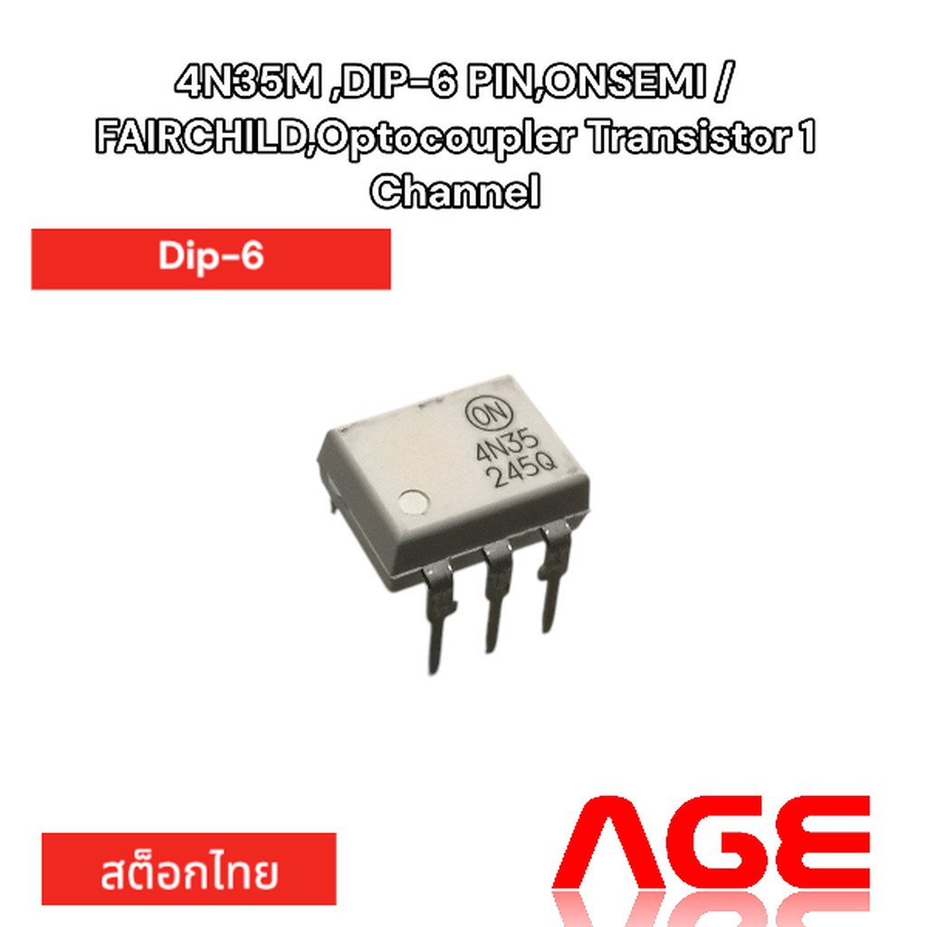 4N35M ,DIP-6 PIN,ONSEMI / FAIRCHILD,Optocoupler Transistor 1 Channel