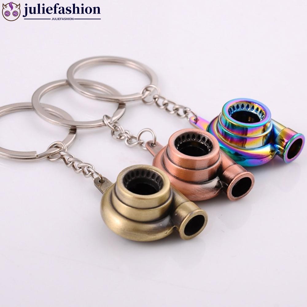 JULIEFASHION Auto Car Turbo Sleeve Turbo Keychain Spinning Turbine Key Chain Ring พวงกุญแจ JHTH