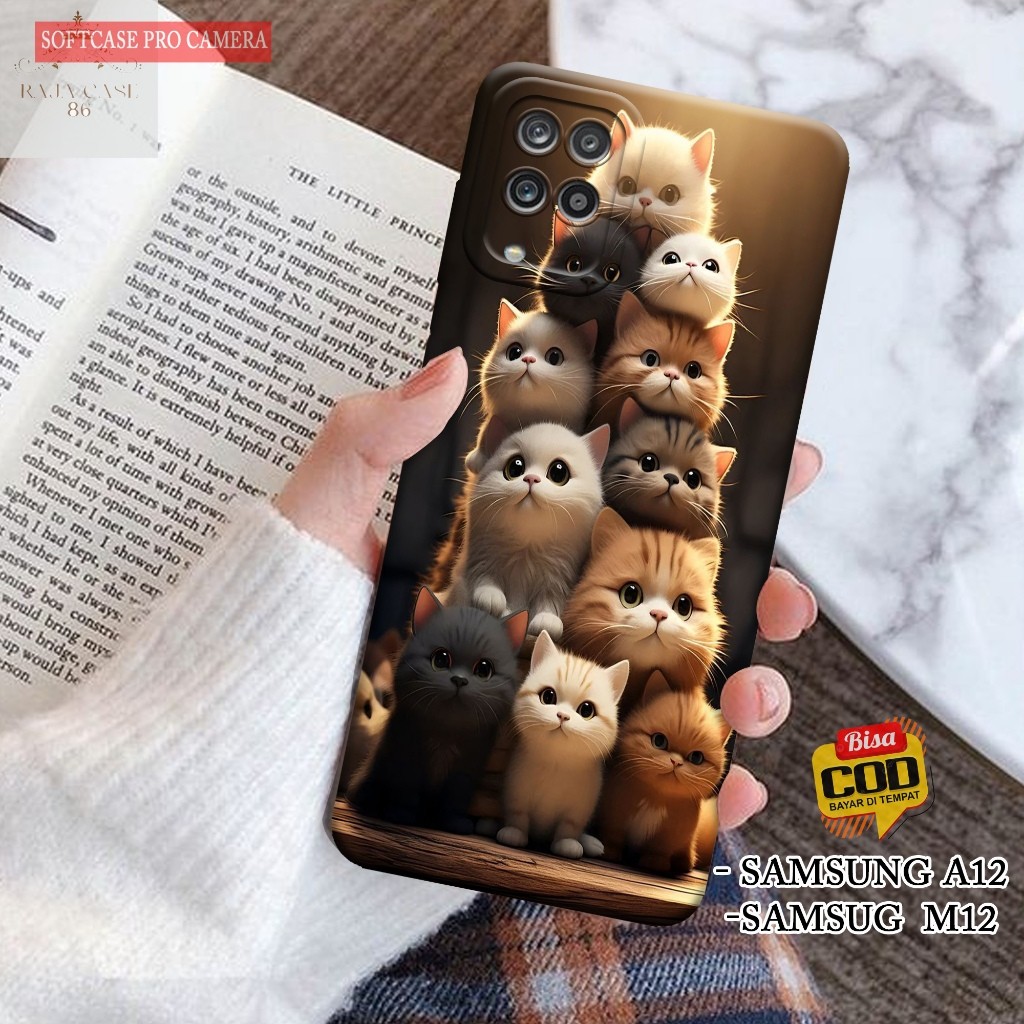 เคส HP Samsung Galaxy A12 / Samsung M12 - Rajacase - เคสโทรศัพท์ Samsung A12 / M12 - เคสแมว Motif - 