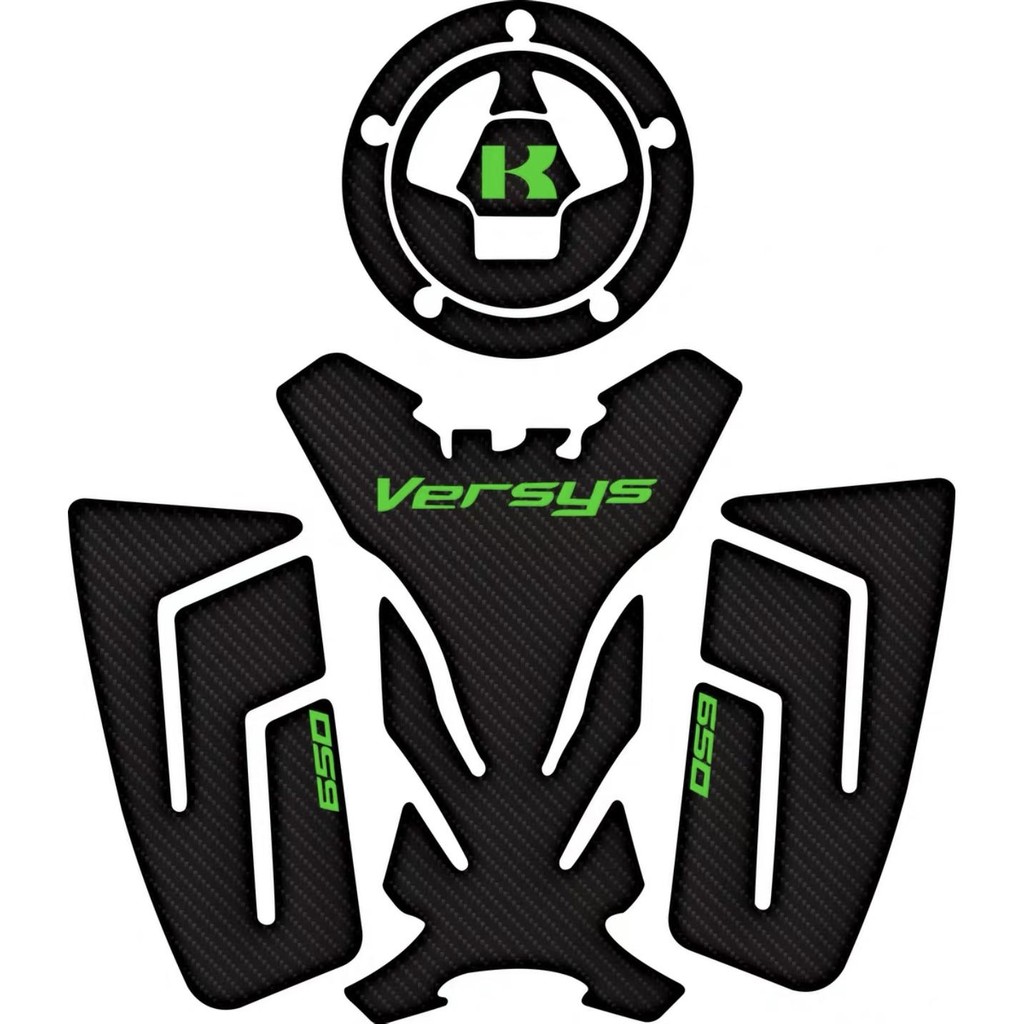 สินค้าใหม่ใช้ได้กับ Kawasaki Alien Beast KLE650 Versys650 คาร์บอนไฟเบอร์ 3D สามมิติสติ๊กเกอร์ติดถังน้ํามันเชื้อเพลิงสติ๊กเกอร์ก้างปลาสติกเกอร์กันลื่น