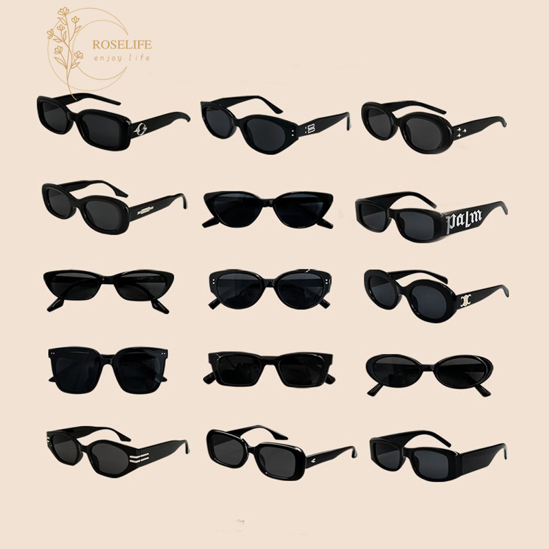 Roselife Unisex Cool แว่นตากันแดดสีดําสําหรับผู้หญิงผู้ชายแฟชั่นกลางแจ้งป้องกันรังสีแว่นตา Unisex แว่นตา Shades