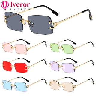 Lveror แว่นตากันแดด UV 400 ทรงสี่เหลี่ยมผืนผ้า สีใส สไตล์เรโทร