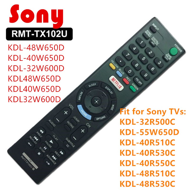 Sony ผ่านทีวี RMT-TX102U RMT-TX102D เปลี่ยนรีโมทคอนโทรลสําหรับ Sony ผ่าน LCD LED HDTV KDL-32R500C KD