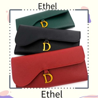 Ethel1 กระเป๋าใส่เหรียญ หนัง PU ขนาดใหญ่ จุของได้เยอะ มีกระดุมแป๊ก แฟชั่นสําหรับผู้หญิง