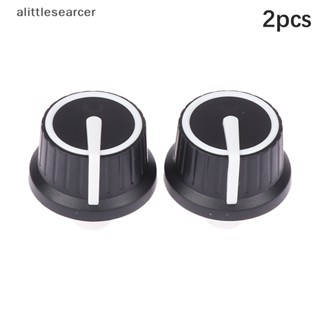 Alittlesearcer ลูกบิดโพเทนชิโอมิเตอร์ เพลายาง สีดํา สีขาว 25*25.5 มม. EN 2 ชิ้น