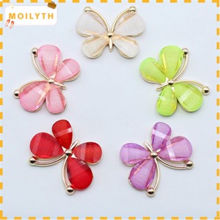 Moilyth 10 ชิ้น หัวเข็มขัดกระจกสี DIY โลหะผสม อุปกรณ์เครื่องประดับ