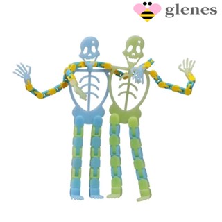 Glenes โมเดลหัวกะโหลกเรืองแสงในที่มืด พลาสติก ที่วางโทรศัพท์มือถือ ของเล่นสําหรับเด็ก