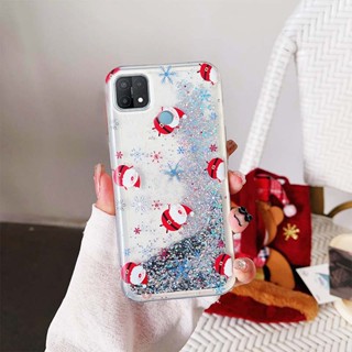 Ybd เคสโทรศัพท์มือถือ ลายต้นคริสต์มาส ซานตาคลอส กวาง มีทรายไหล สําหรับ OPPO A15 A15S A35