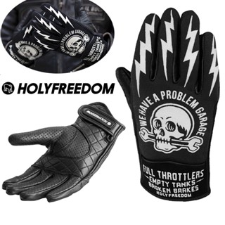 ใหม่ HOLYFREEDOM ถุงมือหนัง แบบสวมนิ้วมือ สําหรับขี่รถจักรยานยนต์ 2023