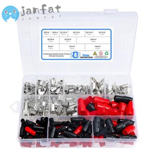 Janfat ปลายสายเคเบิลแบตเตอรี่ AWG 4 6 8 10 240 ชิ้น พร้อมชุดขั้วต่อสายไฟ PVC 120 ชิ้น