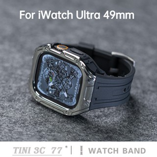 สายนาฬิกาข้อมือซิลิโคน ชุบไฟฟ้า ขนาด 49 มม. สําหรับ iWatch Ultra