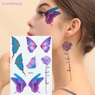 Standhappy ใหม่ สติกเกอร์รอยสัก ลายผีเสื้อ กันน้ํา สําหรับติดตกแต่งใบหน้า ร่างกาย ผู้หญิง