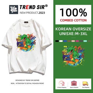 TrendSir🚀พร้อมส่ง🚀 เสื้อยืดโอเวอร์ไซส์🍀 ลายกีฬาแฟชั่น☀ เครื่องแต่งกายทํางานขนส่งในหน้าร้อ 7สี M-3XL