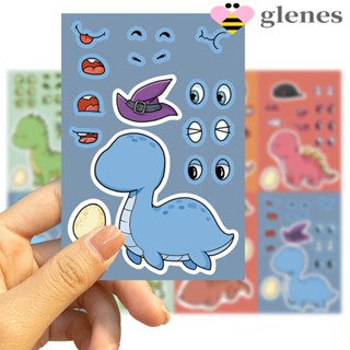 Glenes สติกเกอร์จิ๊กซอว์ รูปไดโนเสาร์โลก 8 แผ่น สําหรับตกแต่ง DIY