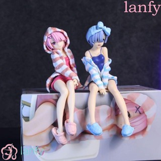 Lanfy โมเดลฟิกเกอร์ PVC อนิเมะ Rem Ram สําหรับเก็บสะสม