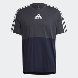 adidas ไลฟ์สไตล์ เสื้อยืดคัลเลอร์บล็อก Essentials ผู้ชาย สีเทา HK2881