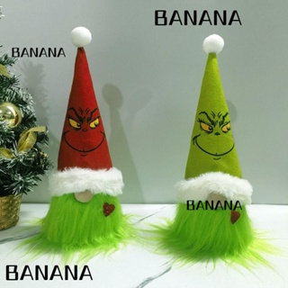 Banana1 ตุ๊กตาโนมไร้หน้า ผ้ากํามะหยี่ขนนิ่ม สีเขียว สําหรับแขวนตกแต่งปาร์ตี้คริสต์มาส