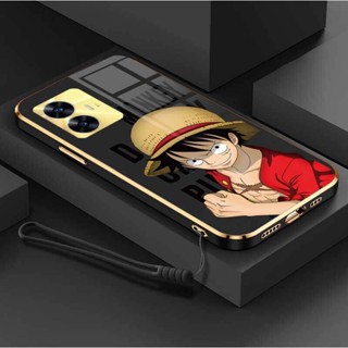 เคสโทรศัพท์มือถือ ซิลิโคนนิ่ม กันรอยกล้อง ลายการ์ตูนลูฟี่ OnePiece หรูหรา พร้อมสายคล้อง สําหรับ Realme C55