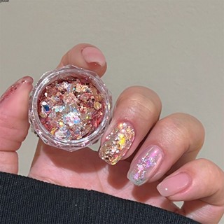 เลเซอร์ Symphony เครื่องประดับเล็บ Patch Glitter เลื่อมสำหรับ Brilliant Nail Art Moon Nail Art อุปกรณ์เสริม Ice ผ่านอย่างชัดเจนยอดนิยม Allmatch อารมณ์ ส่วนผสมเพื่อสุขภาพ puueqg