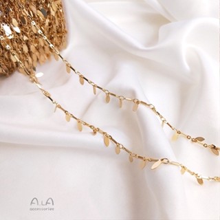 สร้อยข้อเท้าโซ่แฮนด์เมด ชุบทอง 14k จี้รูปหยดน้ํา ใบไม้ แฮนด์เมด DIY