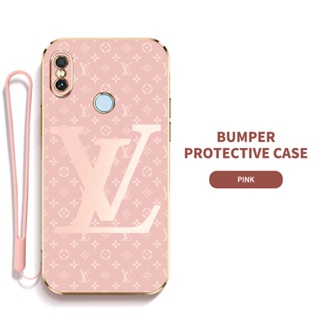 Ybd เคสโทรศัพท์มือถือ ซิลิกาเจล LV พร้อมสายคล้อง บาง ป้องกันเลนส์ สําหรับ Xiaomi Mi A2 Mi 6X 2018 Redmi Note 5 Pro