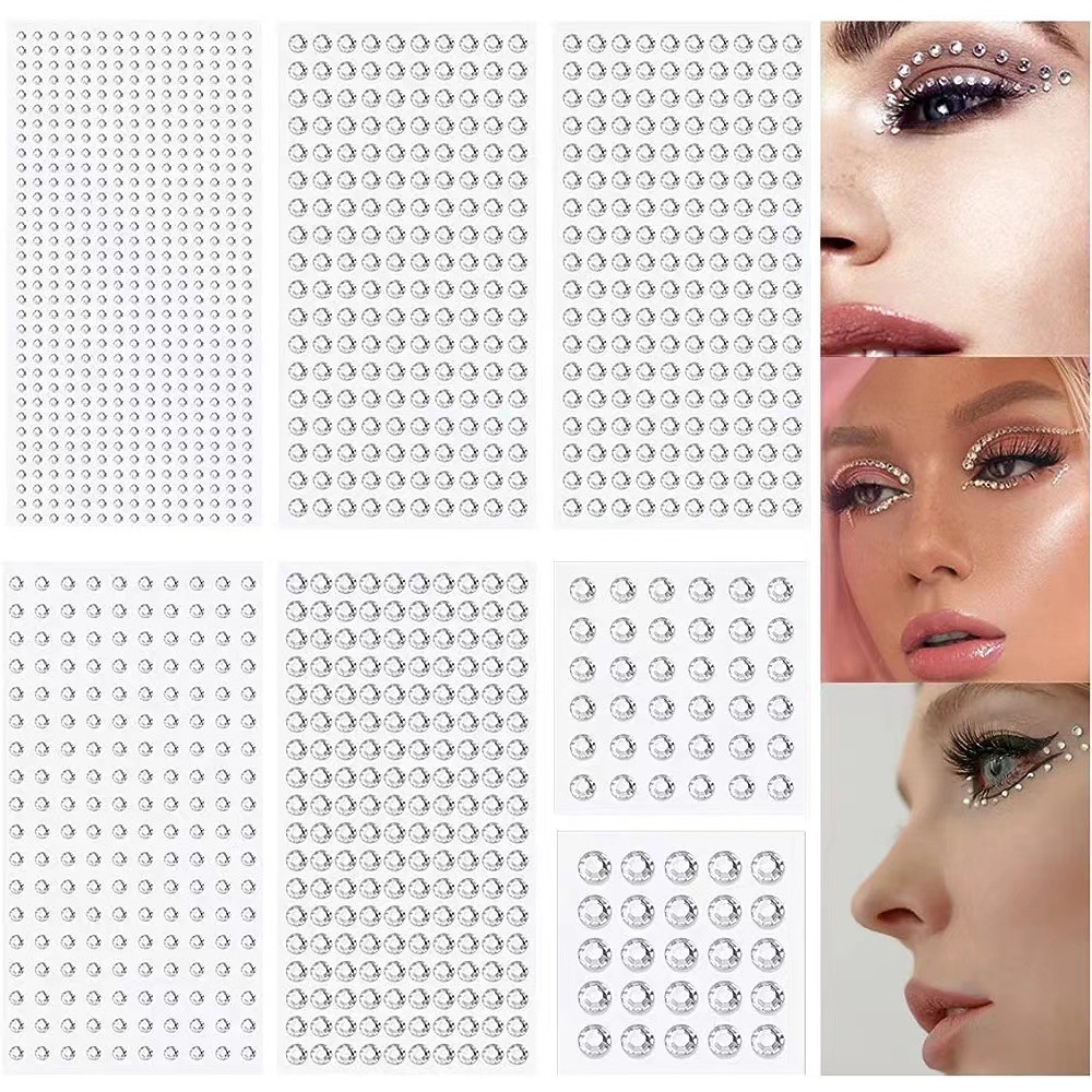 สติกเกอร์อะคริลิค เพชรคริสตัล แวววาว DIY แต่งตา แต่งหน้า สติกเกอร์รอยสักชั่วคราว สําหรับผู้หญิง และเด็ก กลิตเตอร์ อัญมณีปลอม