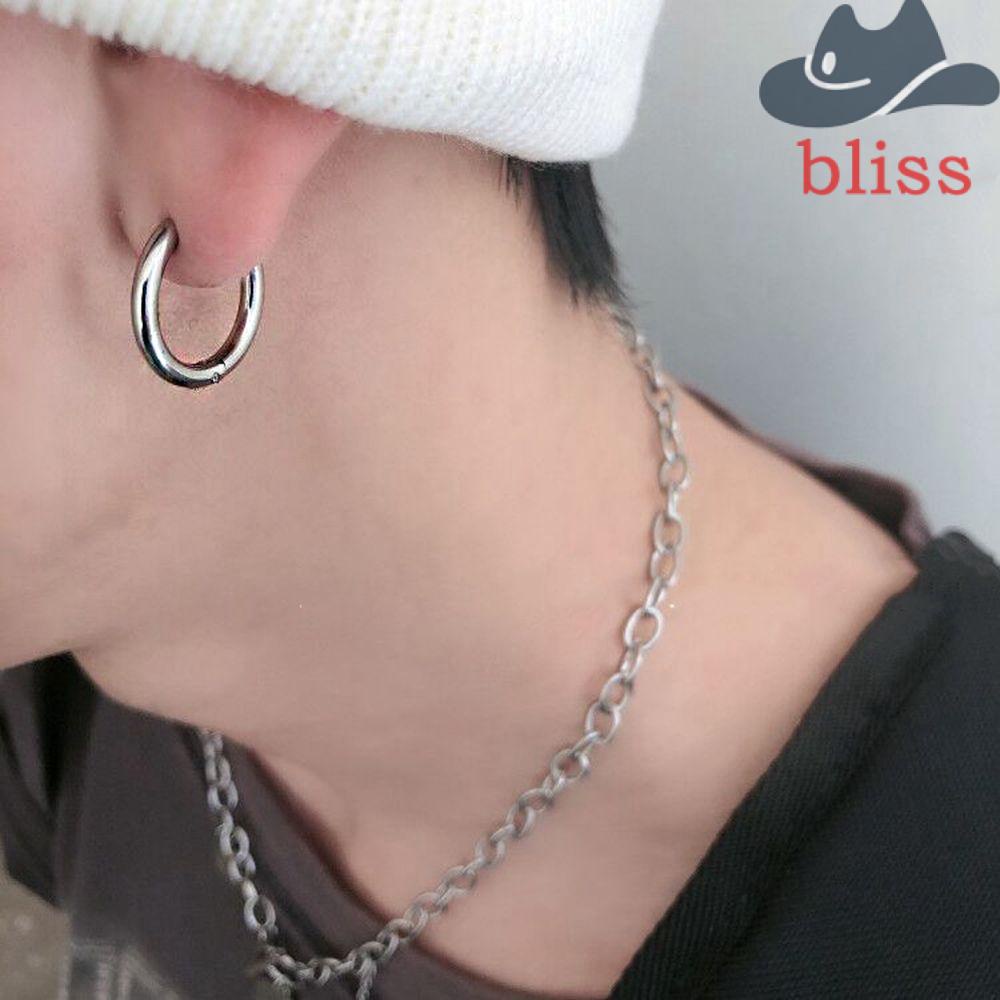 Bliss ต่างหูคลิปหนีบ เหล็กไทเทเนียม สีพื้น สไตล์พังก์ สตรีท ของขวัญแฟชั่น สําหรับผู้ชาย ผู้หญิง