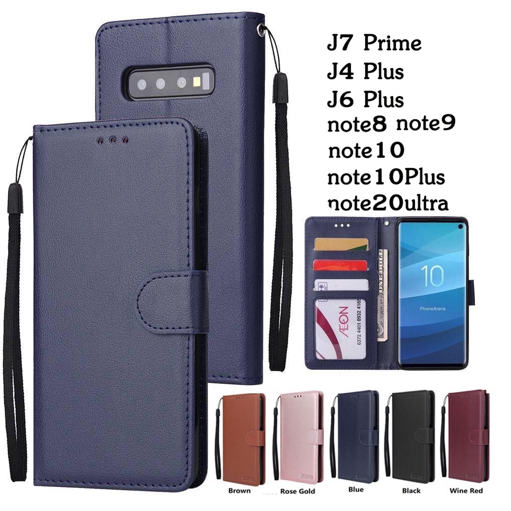 เคสฝาพับ เคสเปิดปิด มีล็อค สำหรับSAMSUNG J7 prime J4 J6 Plus note8 note9 note10 plus note20 ultra เคสหนัง เคสใส่บัตรได้
