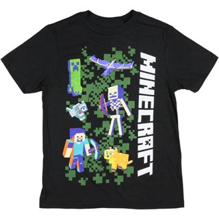 เสื้อยืดคอกลม แขนสั้น ผ้าฝ้าย 100% พิมพ์ลายเกม minecraft พลัสไซซ์ สําหรับผู้ชาย