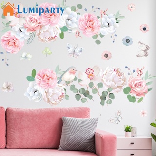 Lumiparty สติกเกอร์ติดผนัง มีกาวในตัว ลายดอกไม้ ใบไม้ หลากสี ลอกออกได้ กันน้ํา สําหรับห้องนอน ระเบียง