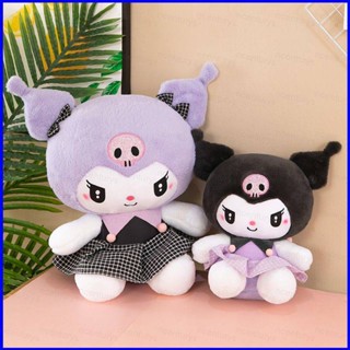 Gp1 Sanrio Kuromi หมอนตุ๊กตานุ่ม ลายสก๊อต แต่งโบว์ ของขวัญ สําหรับเด็กผู้หญิง PG1