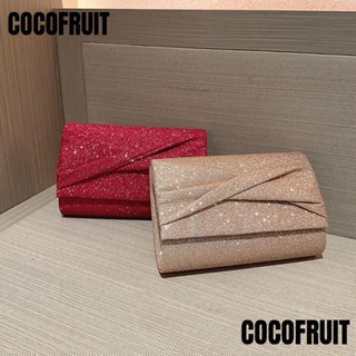 Cocofruit กระเป๋าสะพายไหล่ กระเป๋าถือ ผ้าไหม สีทอง หรูหรา แฟชั่นสําหรับสตรี