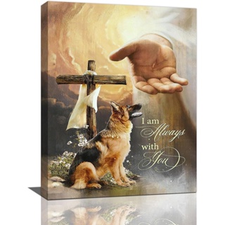 ภาพจิตรกรรมบนผ้าใบ ลาย Christian God Hand Dog Cross สไตล์เยอรมัน สําหรับตกแต่งผนังห้องน้ํา ห้องนอน