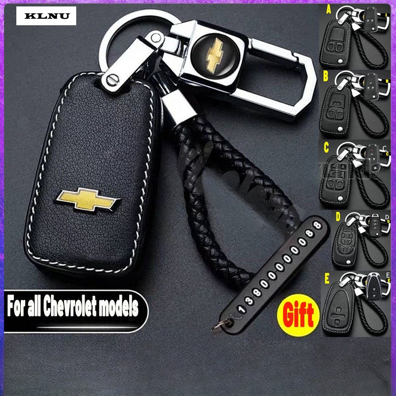 Klnu เคสกุญแจรีโมตรถยนต์ หนังอัลลอย ลายโลโก้ Chevrolet พร้อมพวงกุญแจโลหะ คุณภาพสูง
