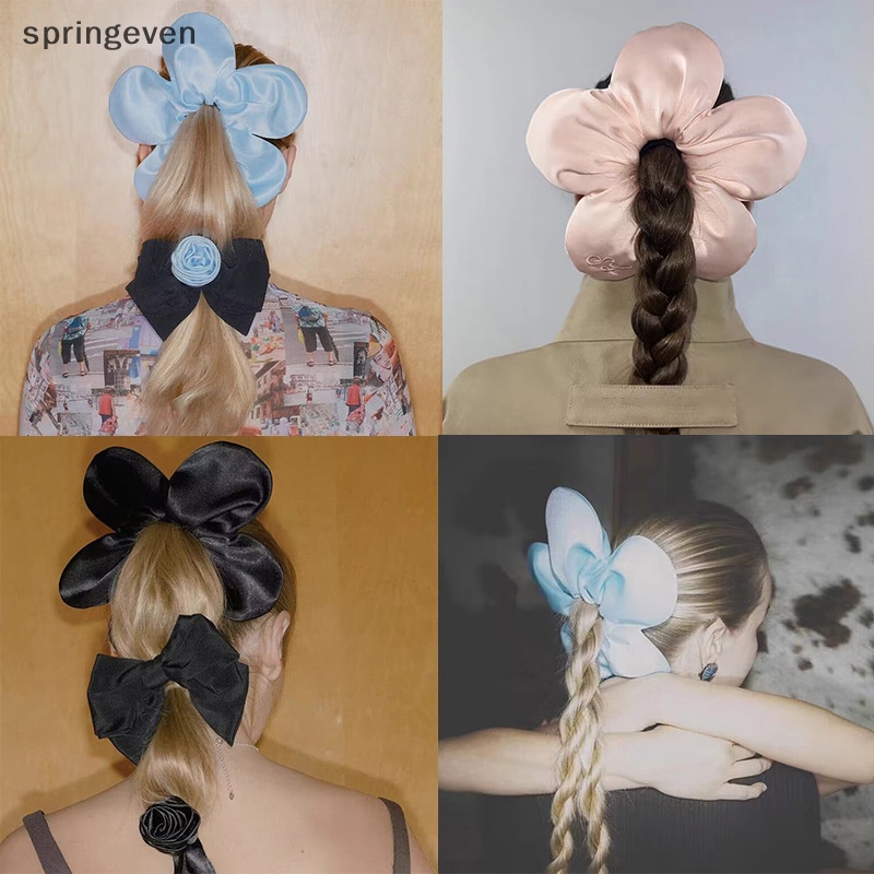 [springeven] ยางรัดผมหางม้า ขนาดใหญ่ ลายดอกไม้ สวยหรู พร้อมส่ง