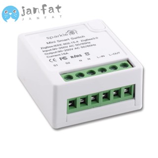 Janfat สวิตช์เปิด/ปิด WiFi MINI ABS ZigBee3.0 2 ทาง ทนทาน สีขาว สําหรับช่างไฟฟ้า