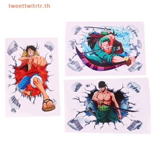 Trwitr สติกเกอร์สะท้อนแสง ลายอนิเมะ One Piece สําหรับติดตกแต่งรถยนต์ 1 ชิ้น