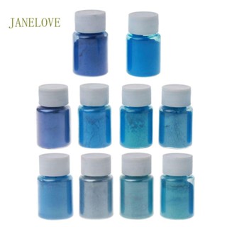 Jlove ชุดผงไมก้า อีพ็อกซี่เรซิ่น สีฟ้าทะเล สําหรับทําเทียน 10 สี