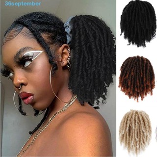 September DreadLocks Bun, ผมหางม้าเทียม แบบสั้น ถักโครเชต์ สังเคราะห์ สีดํา สําหรับผู้หญิง