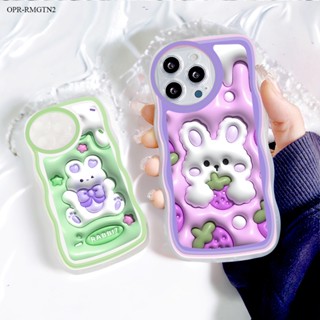 Realme Narzo 50 20 30A 50A 50i Prime GT Neo 3T 2 Pro 5G สำหรับ Case Fashion Soft Wavy Cartoon 3D Rabbit การป้องกันกล้องกันกระแทก เคส เคสโทรศัพท์ เคสมือถือ