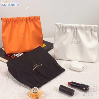 Ssunshine กระเป๋าเครื่องสําอาง หนัง PU ทรงสี่เหลี่ยม กันฝุ่น ขนาดใหญ่ แบบพกพา