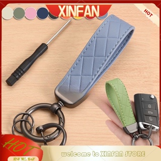 Xinfan พวงกุญแจเชือกหนัง จี้หัวเข็มขัด สีเงิน สีทอง สร้างสรรค์ สําหรับผู้หญิง และผู้ชาย