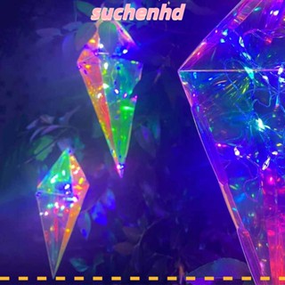 Suchenhd โคมไฟ LED รูปกรวยน้ําแข็ง PVC ทรงสามเหลี่ยม หลากสีสัน สําหรับตกแต่งคริสต์มาส กลางแจ้ง