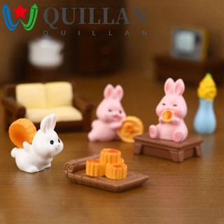 Quillan รูปปั้นกระต่าย หยก เรซิ่น รูปขนมไหว้พระจันทร์ ขนาดเล็ก สไตล์จีน สําหรับตกแต่งเทศกาลไหว้พระจันทร์